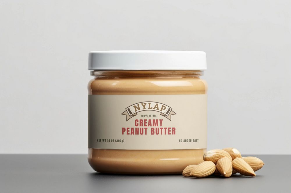 Peanut butter jar editable mockup, food packaging