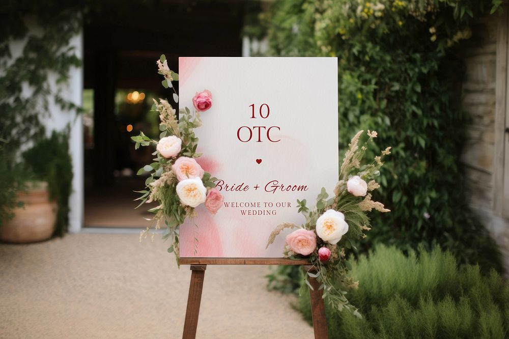 Easel wedding sign editable mockup