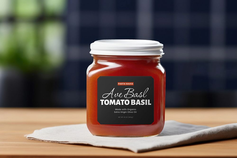 Glass jar editable mockup, food packaging