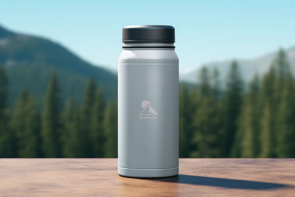 Portable water bottle editable mockup