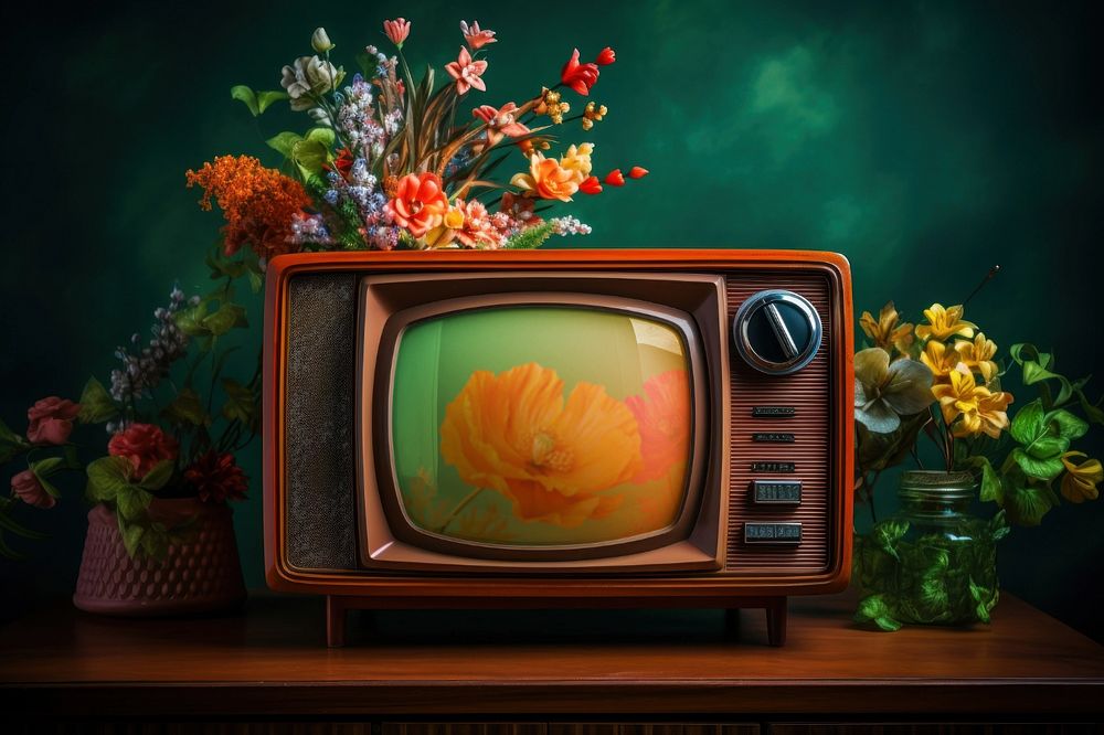 Vintage television screen editable mockup