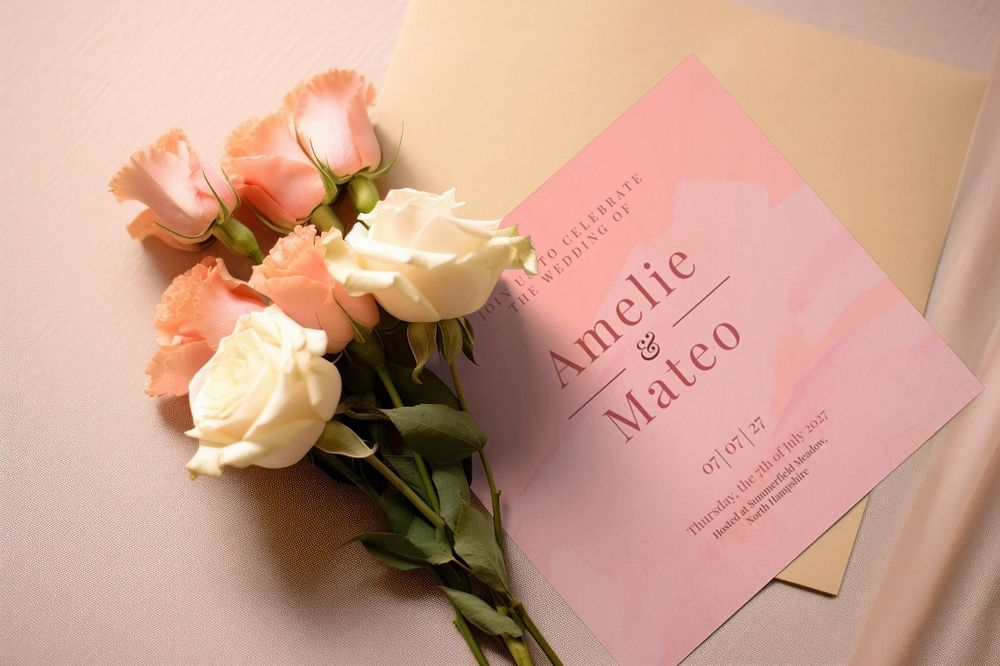 Wedding invitation card editable mockup