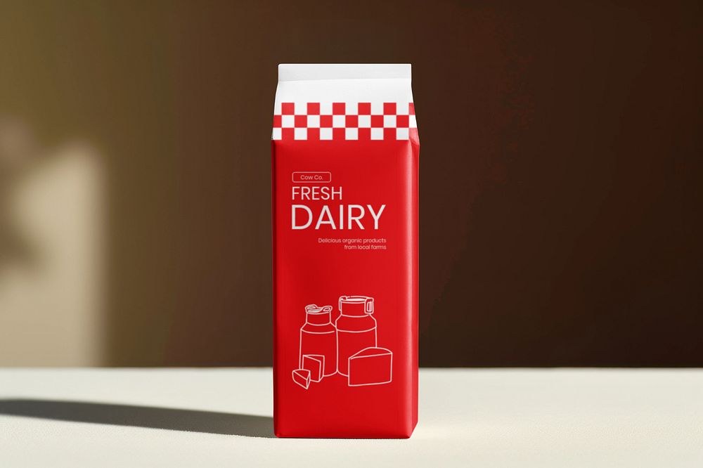 Milk carton editable mockup