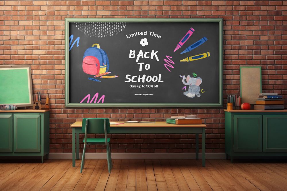 School's chalkboard mockup, editable design