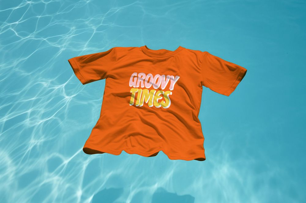 Orange t-shirt mockup, editable design