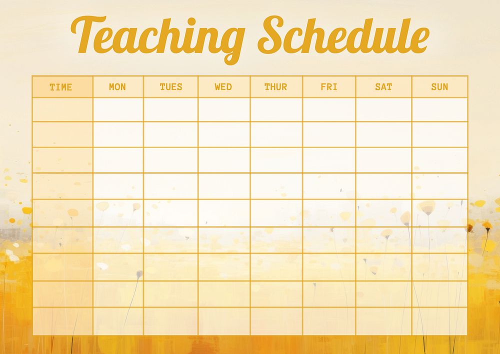 Teaching schedule planner template, editable design