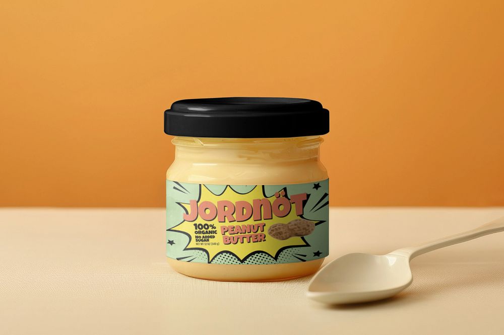 Baby puree jar label mockup, editable design