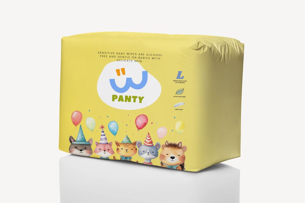 Baby diaper packaging mockup, editable | Premium Mockup Generator