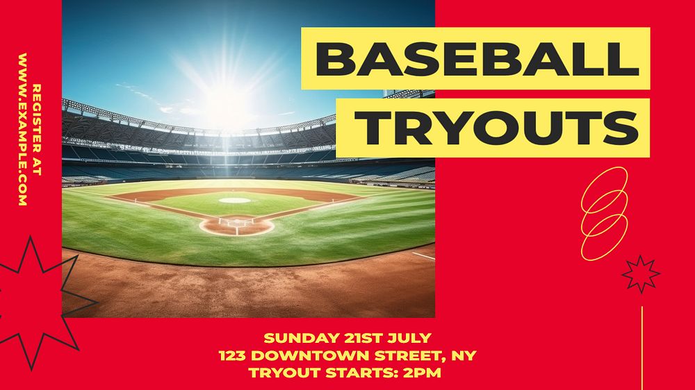 Baseball tryouts blog banner template, editable design