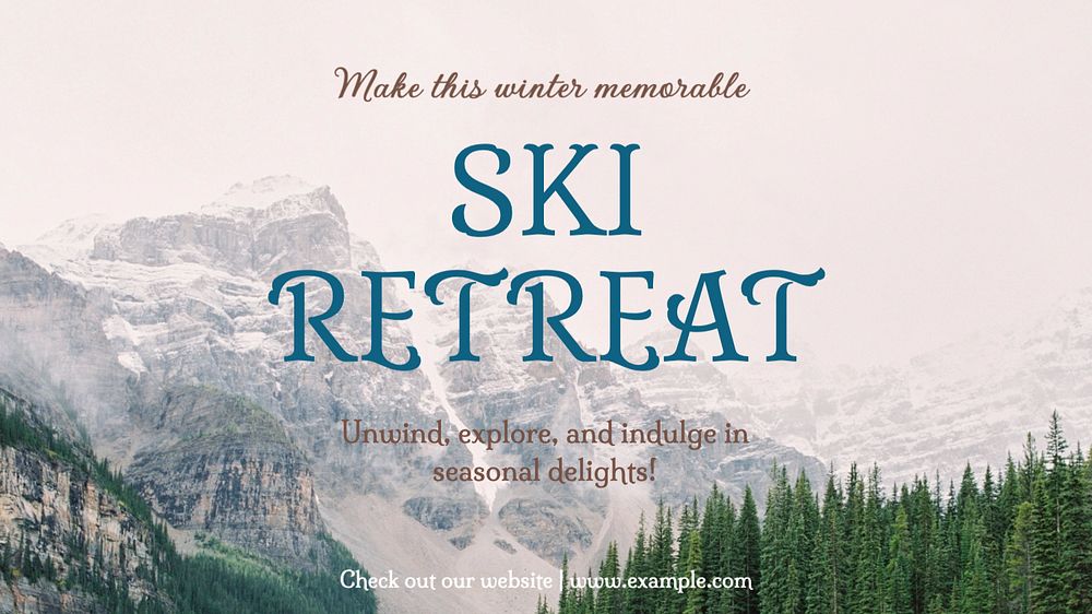 Ski retreat blog banner template, editable text