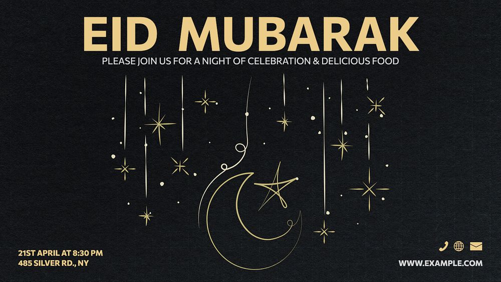 Eid Mubarak  blog banner template, editable text