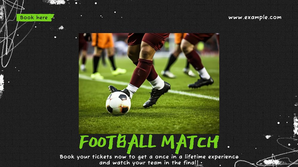 Football match  blog banner template, editable text