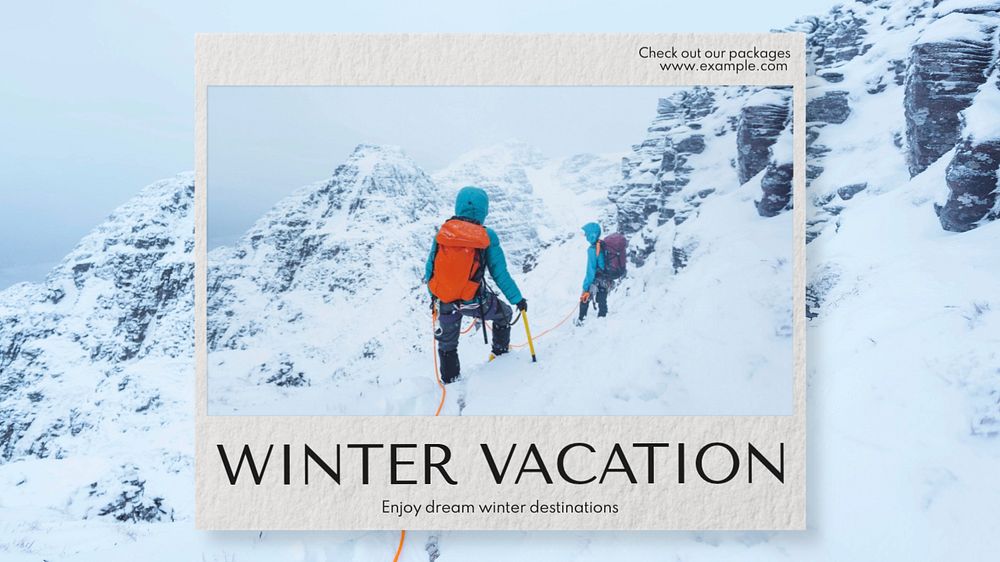 Winter vacation  blog banner template, editable text