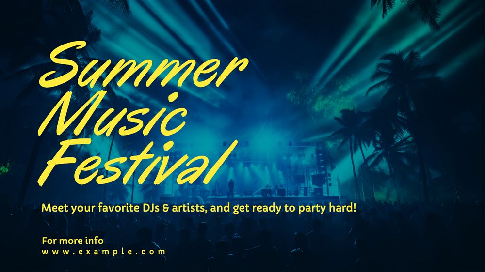 Summer music festival  blog banner template, editable text