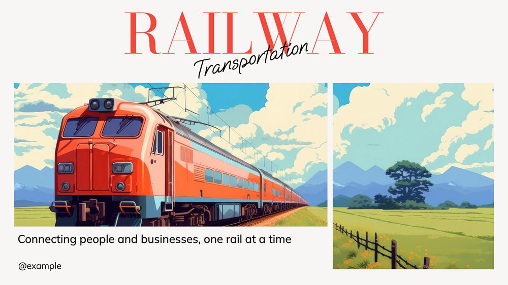 Railway transportation  blog banner template, editable text