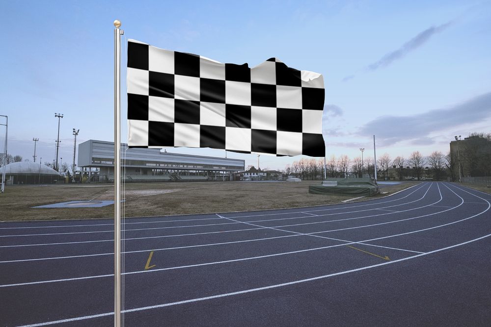 Editable car racing flag mockup, race track design