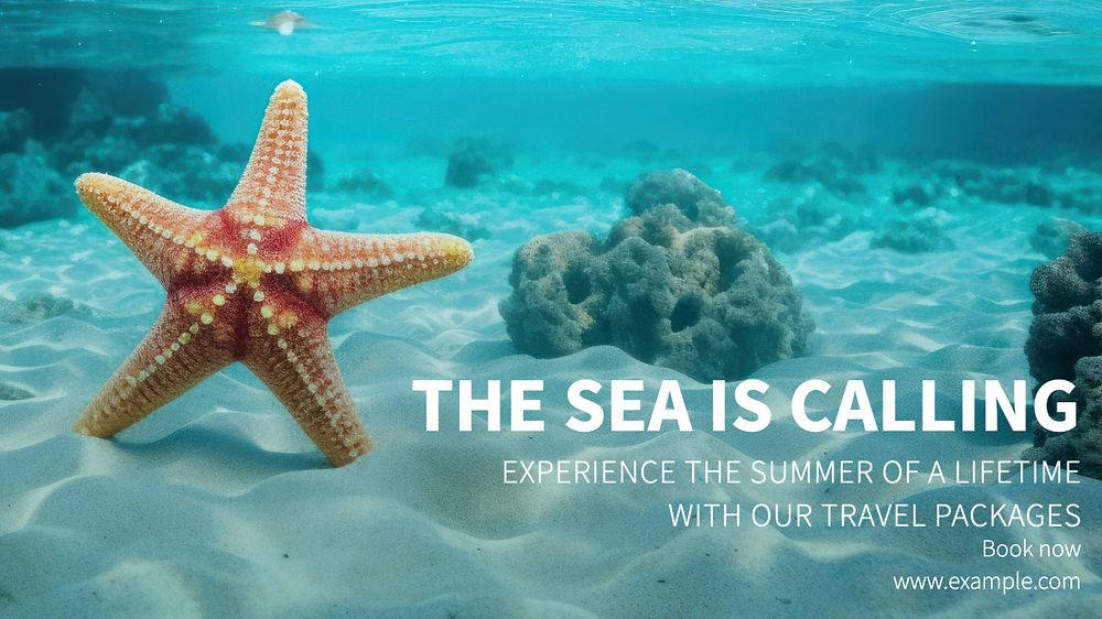 Sea is calling Facebook cover template, editable design