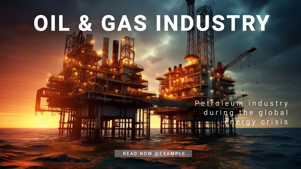 Oil & gas industry blog banner template, editable text