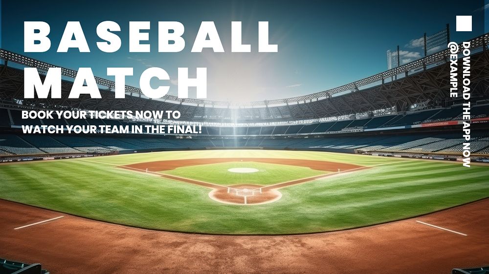 Baseball match blog banner template, editable text