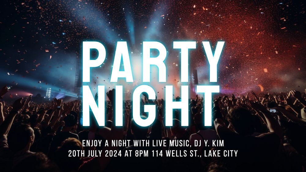 Party night blog banner template, editable text