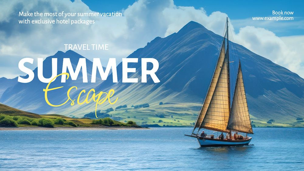 Summer escape blog banner template, editable text