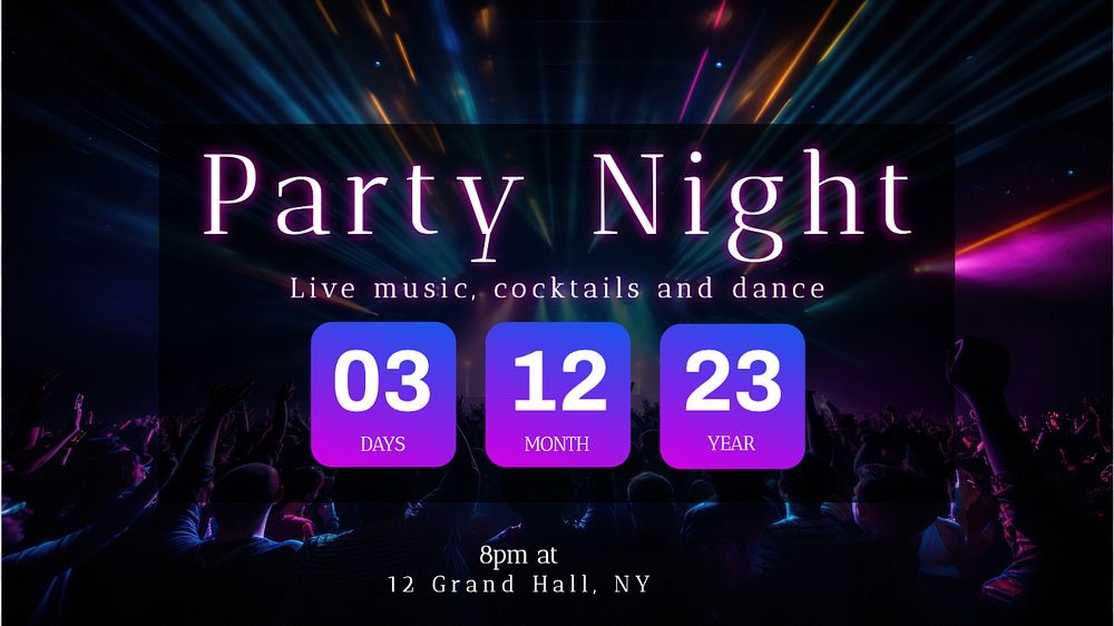 Party night blog banner template, editable text