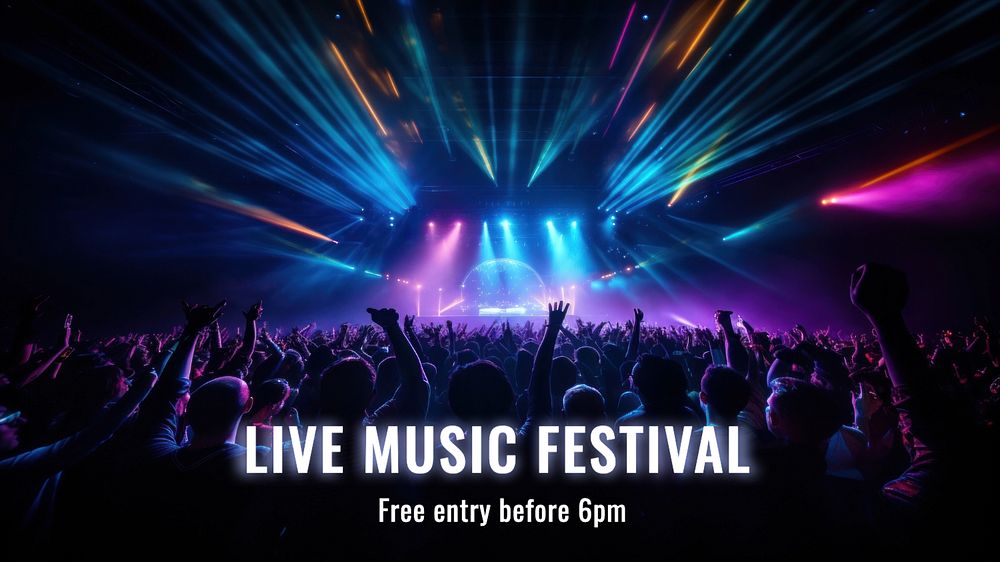 Live music festival blog banner template, editable text