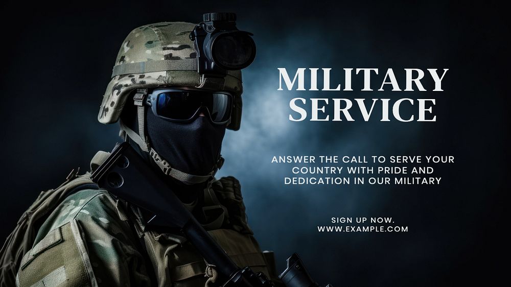 Military service blog banner template, editable text