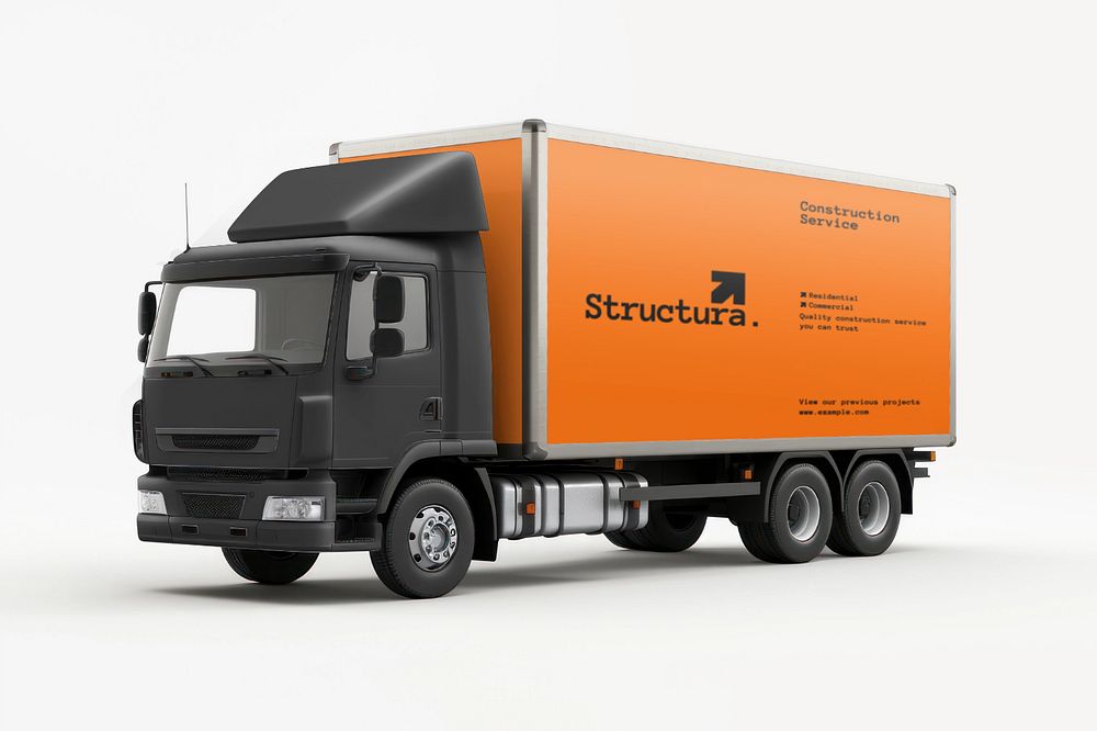 Orange delivery truck mockup, editable | Free Mockup Generator - rawpixel