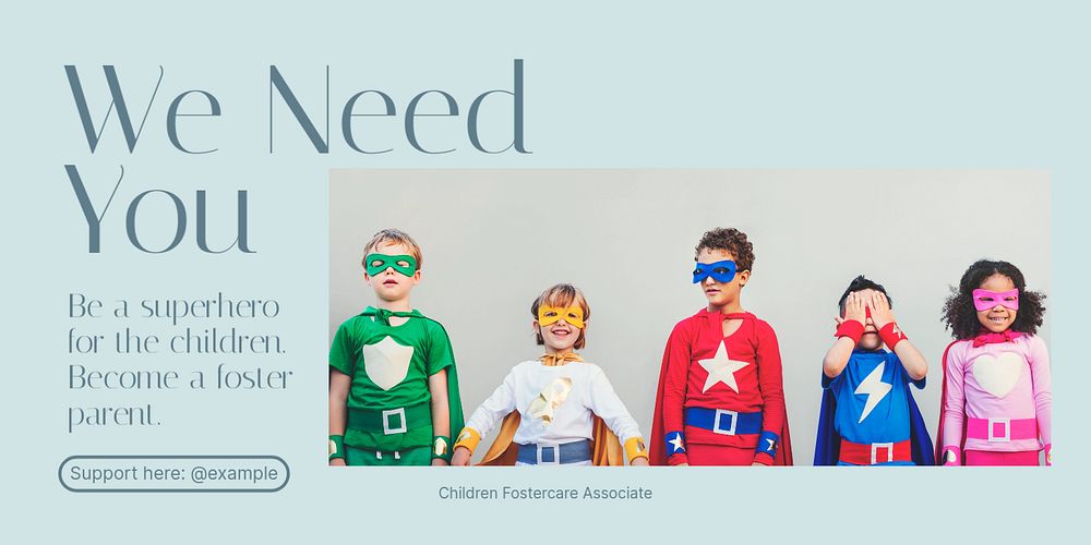 Foster parent ad Twitter ad template, editable text & design