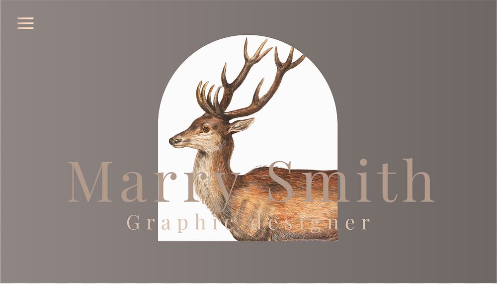 Aesthetic business card template, animal illustration, editable text