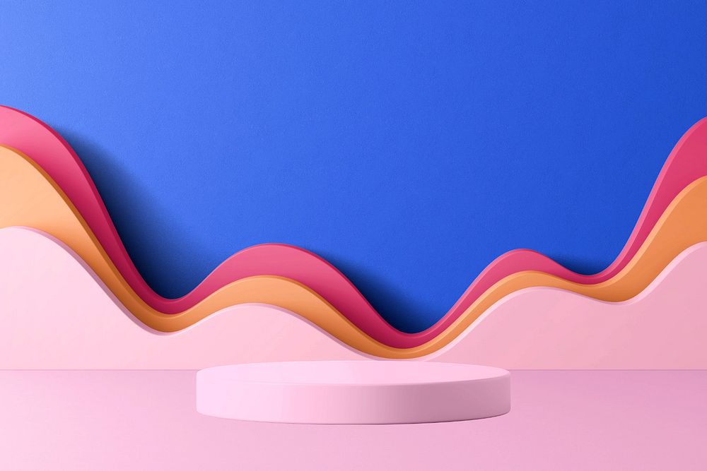 Colorful wavy product display background, editable design