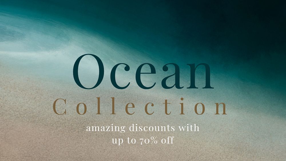 Watercolor ocean blog banner template, editable dark aesthetic design