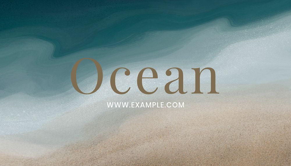 Watercolor ocean business card template, dark aesthetic branding with editable text