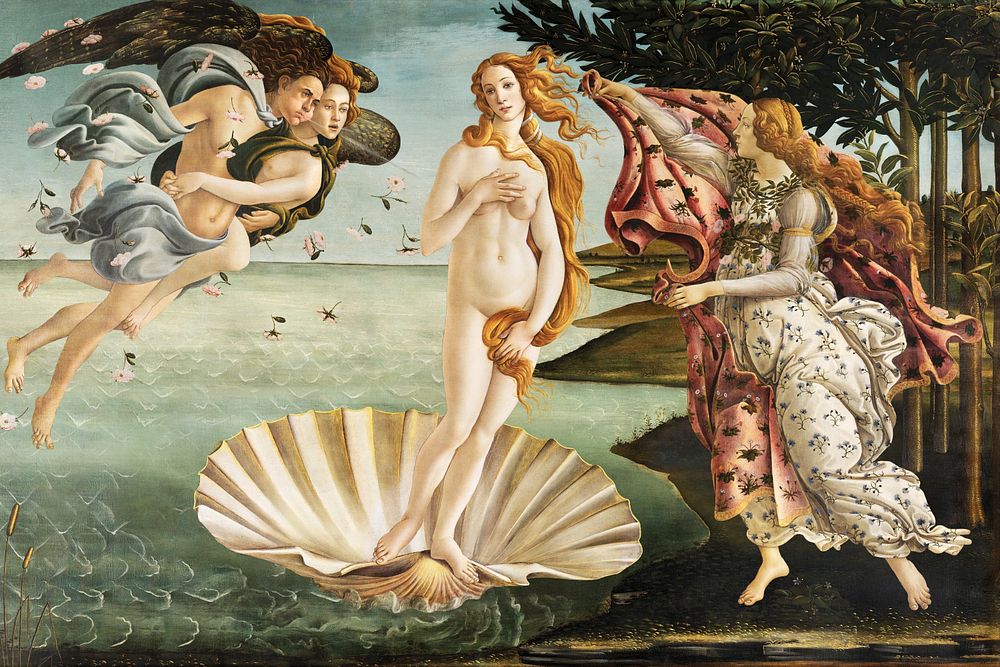 Sandro Botticelli's The Birth of Venus, editable painting. Original from Wikimedia Commons. Remastered by rawpixel.