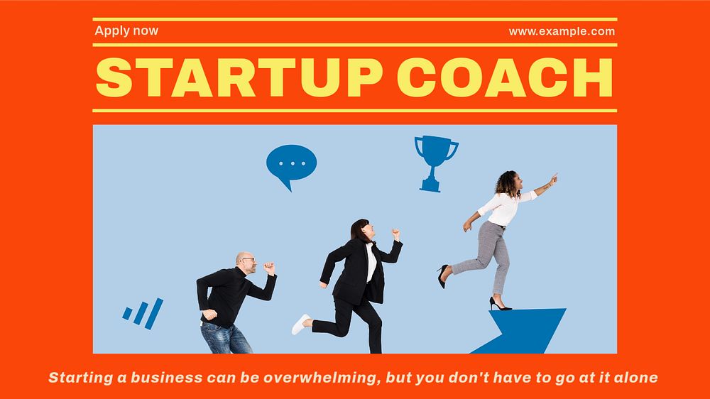 Startup coach business blog banner template, editable ad