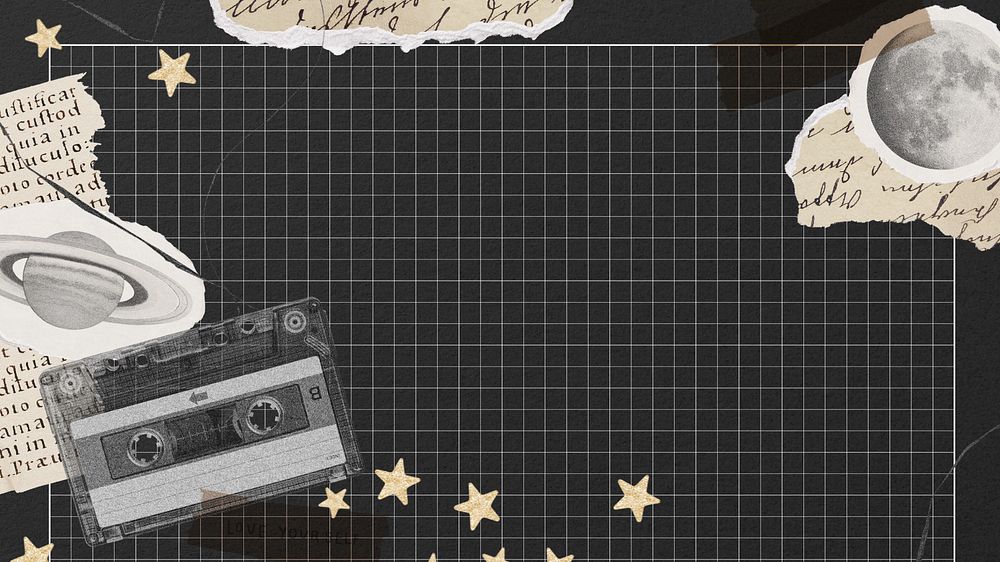 PNG Vintage cassette tape grid paper hd wallpaper, retro Ephemera design