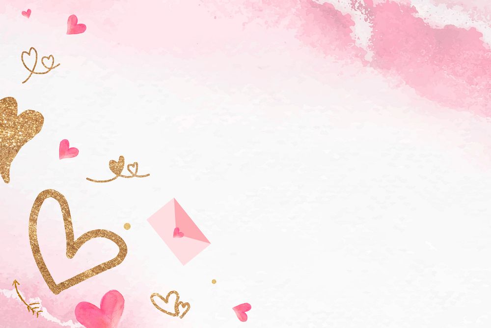 Pink watercolor heart background, editable design