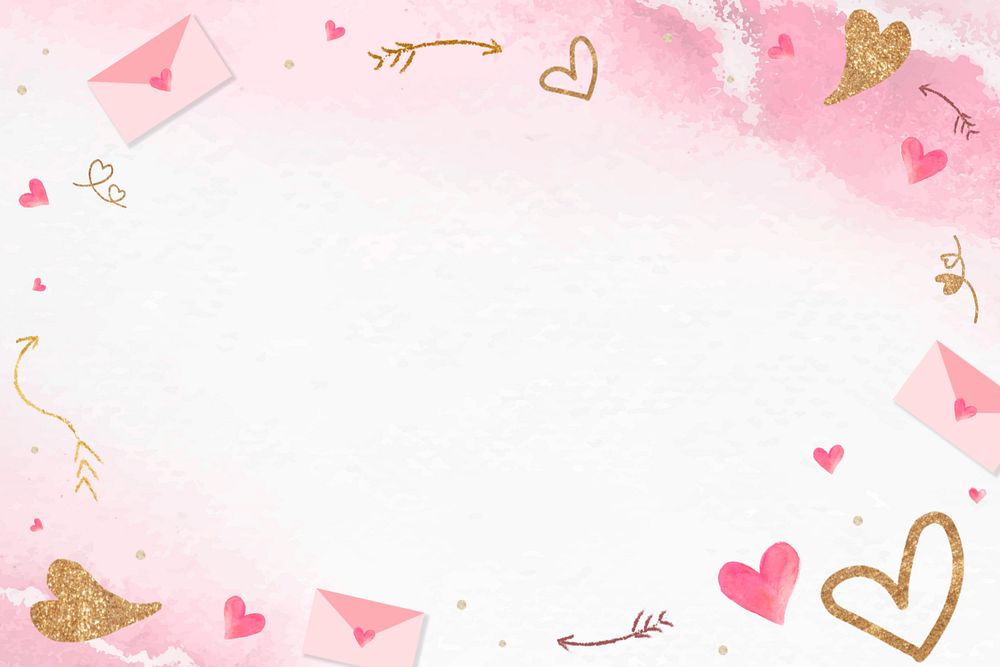 Pink watercolor Valentine's background, editable design