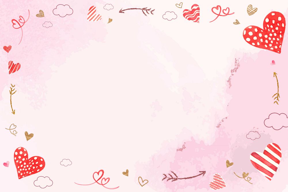 Pink watercolor heart background, editable design