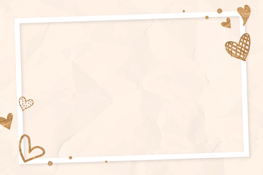 Gold heart frame background, editable design