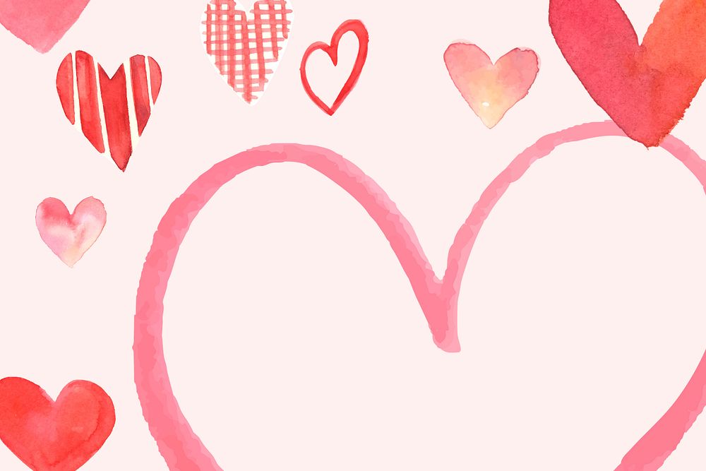 Pink watercolor Valentine's background, editable design