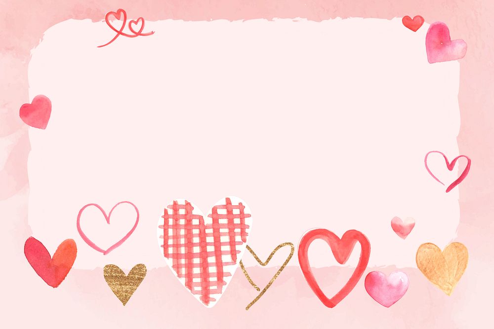 Pink watercolor Valentine's background, editable design