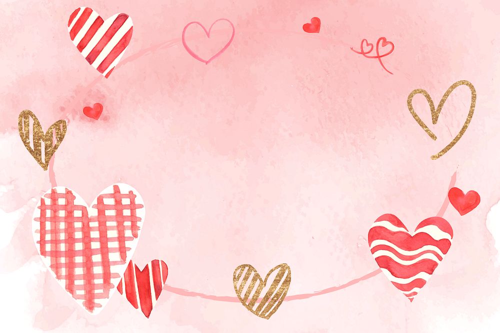 Pink watercolor heart background, editable design