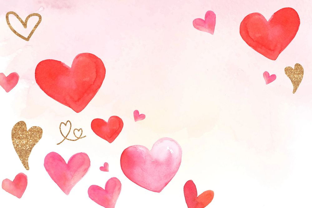 Love watercolor heart background, editable design