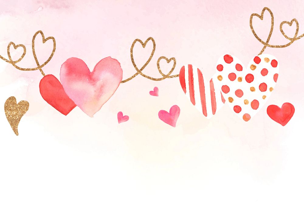 Cute watercolor Valentine's background, editable design