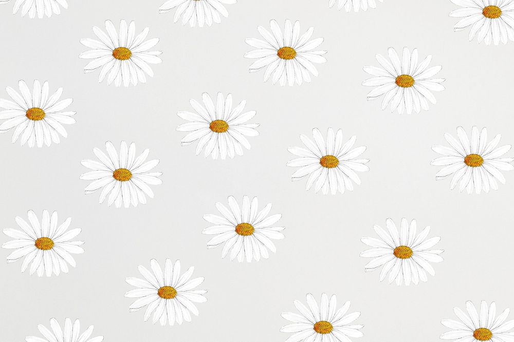 Editable white flower patterned background, botanical design