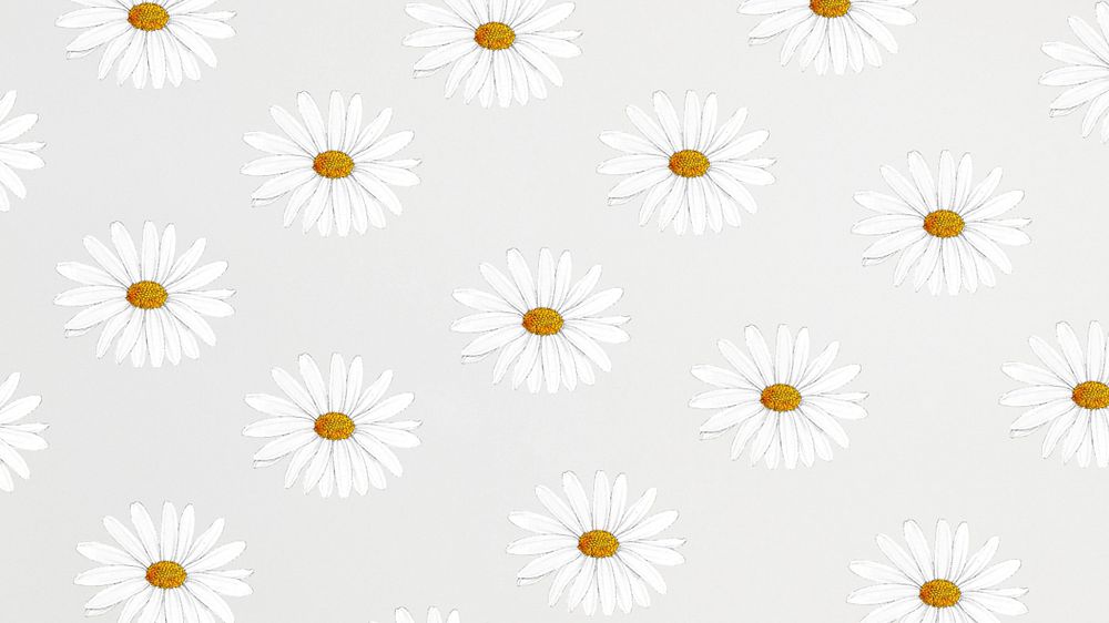 White flower patterned desktop wallpaper, editable botanical design