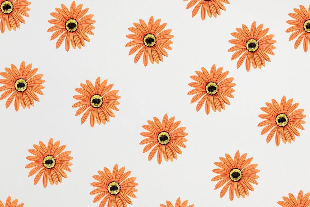 Editable orange flower patterned background, botanical design