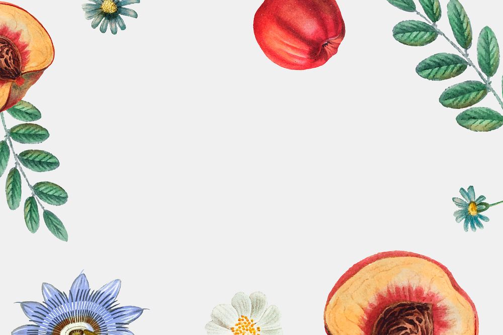 Peaches and flower aesthetic background, editable design